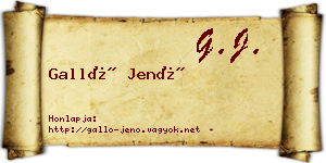 Galló Jenő névjegykártya